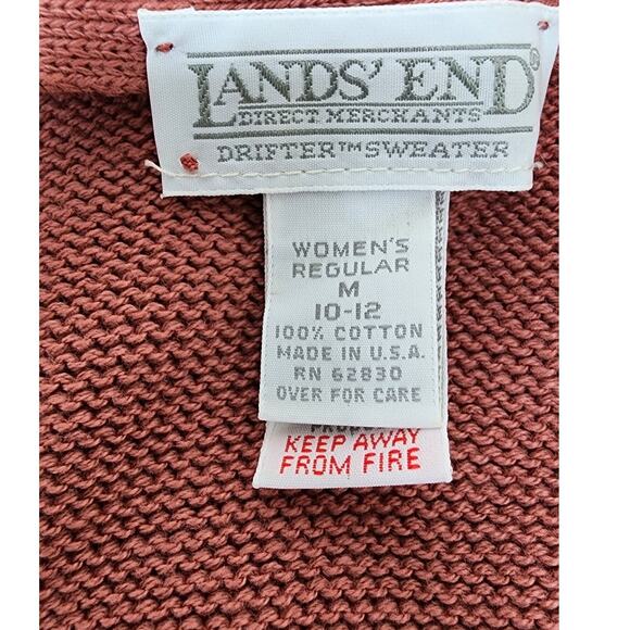 Lands End Vtg  90's  Dusty Rose Button Down Sleeveless Cotton Vest Womens Medium - Picture 6 of 7